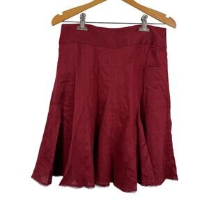 Ann Taylor Red A-Line Linen Skirt Size 4P Cottagecore Western Boho Preppy Modest